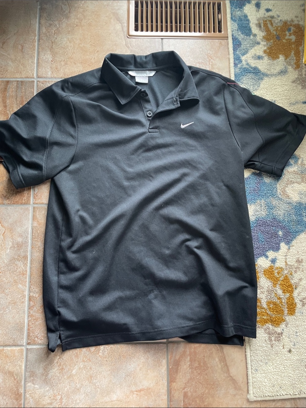Nike Men's Black Polo with White Swoosh